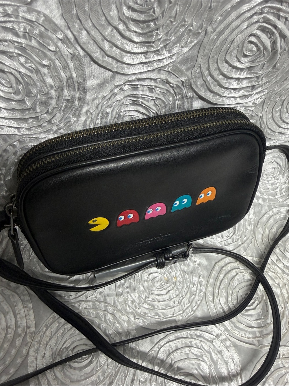 Coach Black Leather Pac-Man Ghosts Crossbody Bag